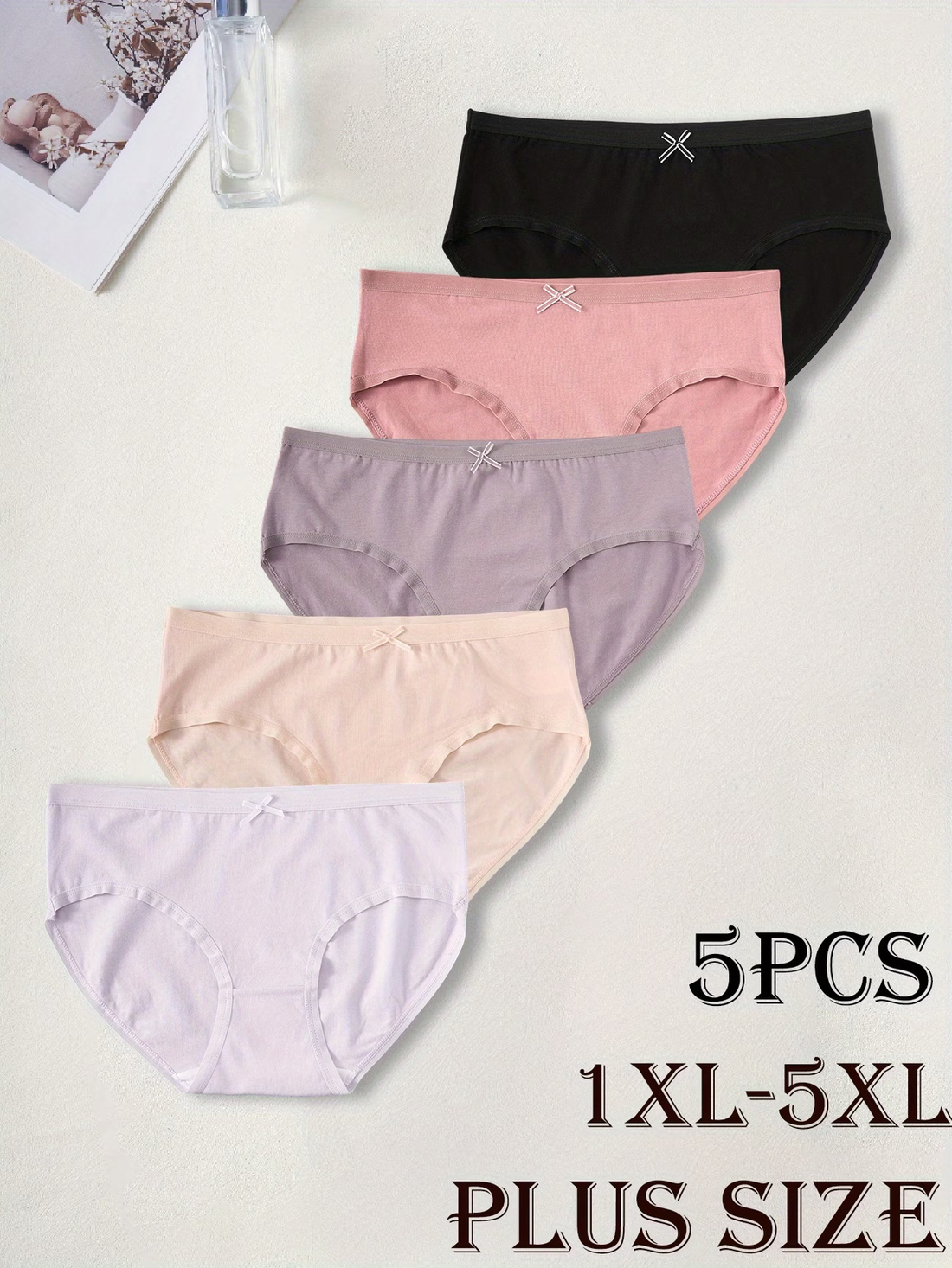 5 Pack Plus Size Underwear 100% Cotton